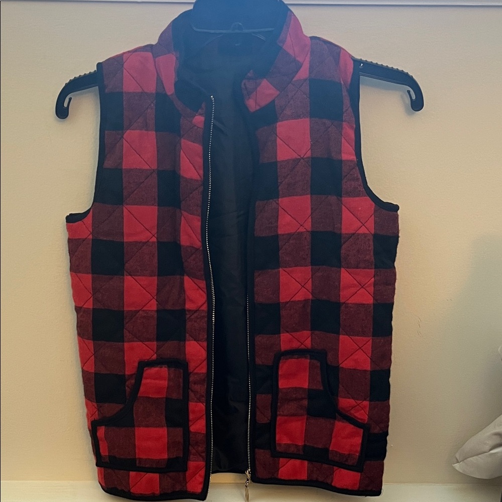 Amazon Red and Black Plaid Kids Vest